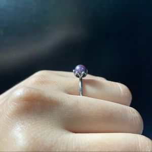 [PANDORA] AUTHENTIC STERLING SILVER CULTURED ELEGANCE BLACK PEARL RING